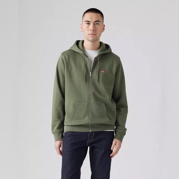 LEVI’S MENS ZIP UP HOODIE SWEATSHIRT OLIVE NEW Size L - Picture 1 of 4